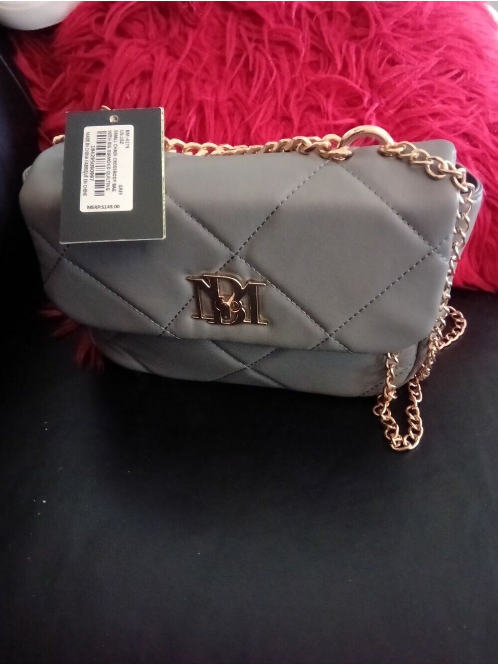 NWT Badgley Mischka Soft Gray Pleated Clutch Crossbody Bag